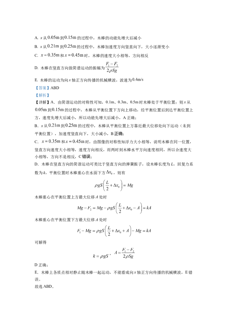 2022年新高考湖南物理高考真题（解析版）_全国卷+地方卷_4.物理_1.物理高考真题试卷_2022年高考-物理_2022年湖南卷-物理
