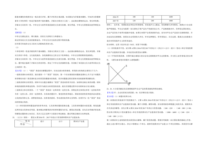 2018年江苏省高考政治试卷解析版_全国卷+地方卷_9.政治_1.政治高考真题试卷_2008-2020年_地方卷_江苏高考政治08-20_A3word版