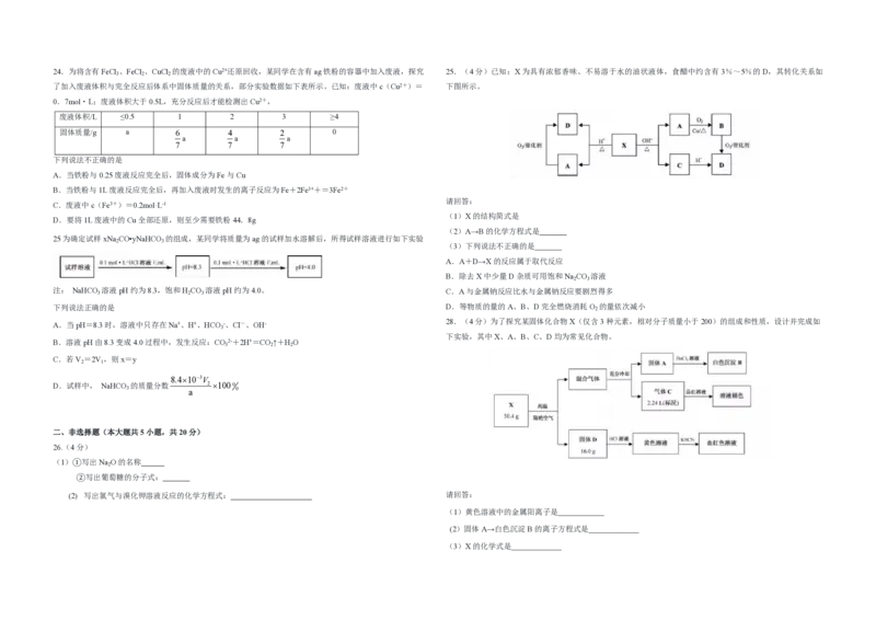 2019年浙江省高考化学1月（原卷版）_全国卷+地方卷_5.化学_1.化学高考真题试卷_2008-2020年_地方卷_浙江高考化学2008-2021_A3word版_PDF版（赠送）