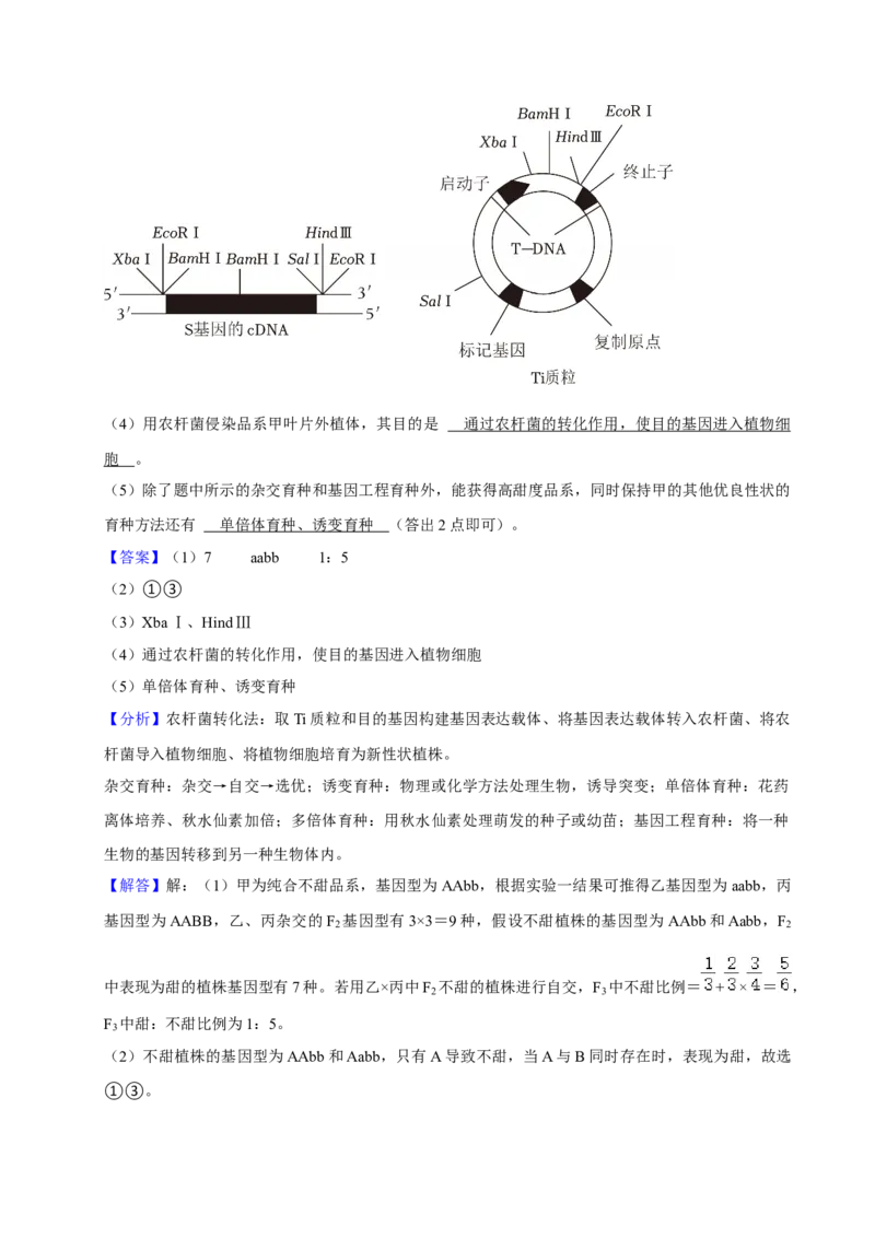 2022年高考生物真题（湖北自主命题）（解析版）_全国卷+地方卷_6.生物_1.生物高考真题试卷_2022年高考-生物_2022年湖北卷-生物