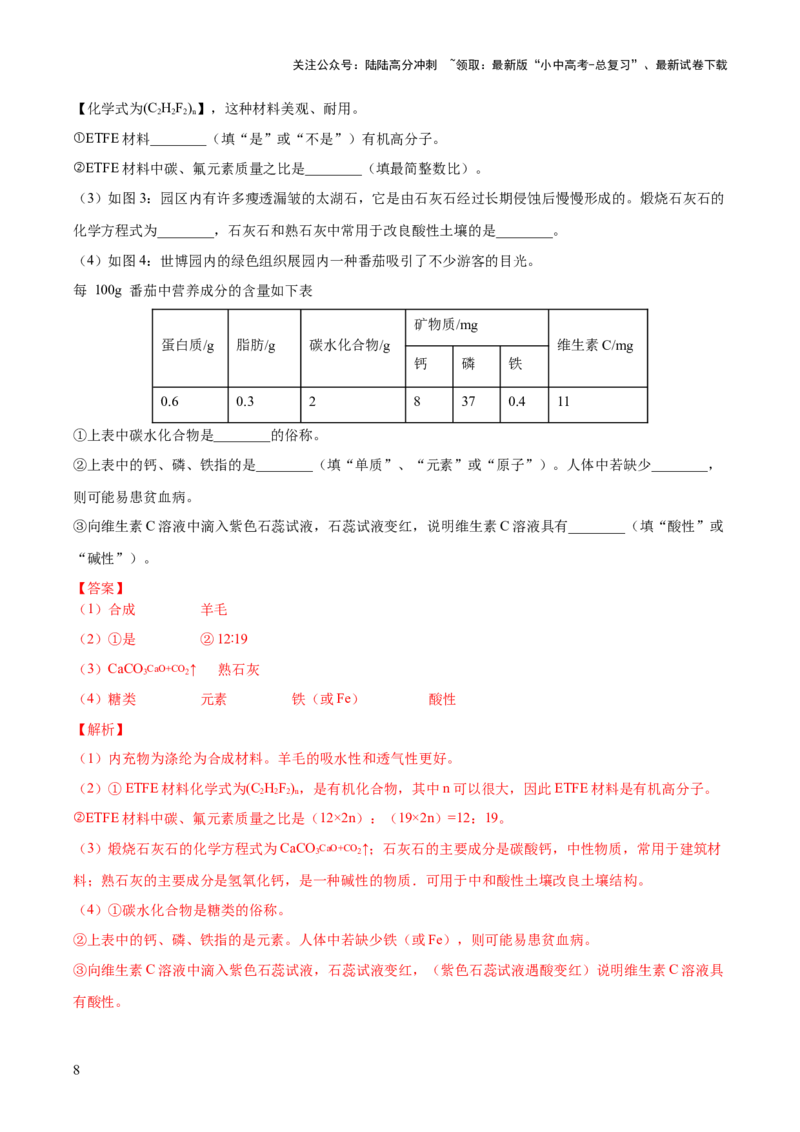专题12化学与生活（测试）-2024年中考化学一轮复习讲练测（全国通用）（解析版）_02中考总复习（2026版更新中）_05-化学-中考总复习_2024年中考复习资料_一轮复习资料