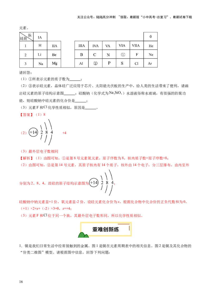专题11构成物质的微粒元素（练习）（解析版）_02中考总复习（2026版更新中）_05-化学-中考总复习_2025年中考复习资料_2025中考化学一轮复习讲义+课件_练习