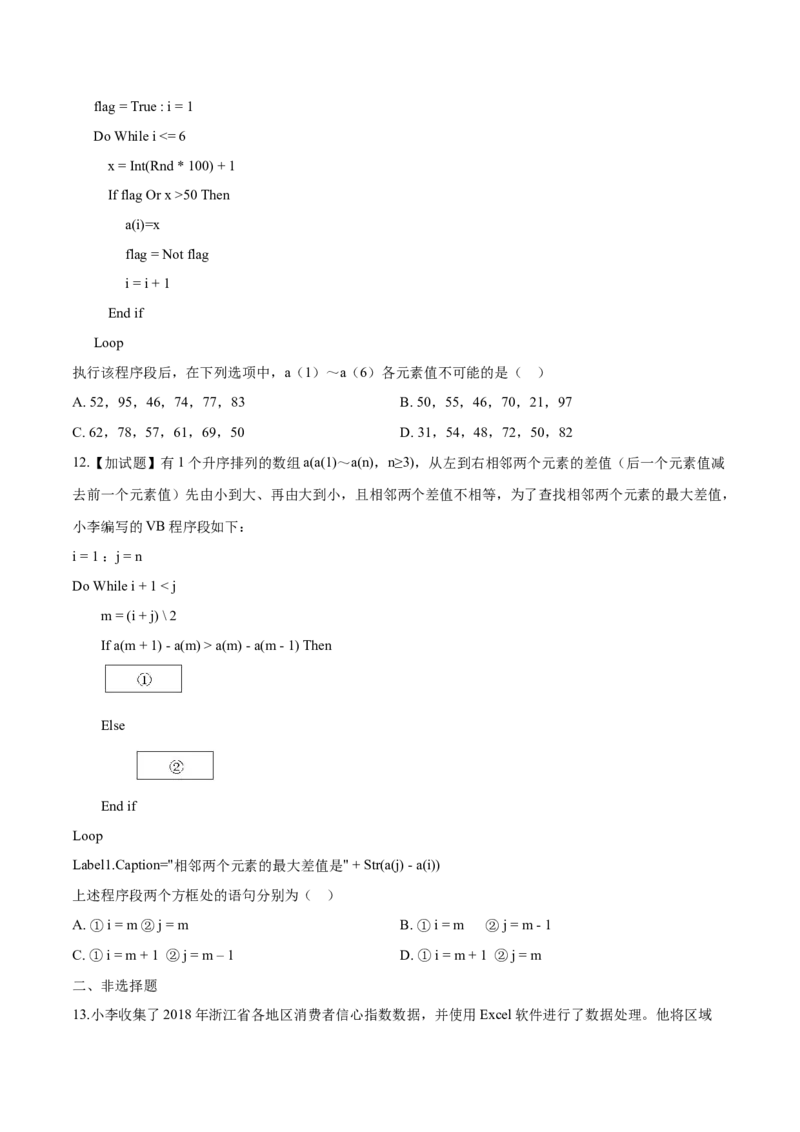2019年04月浙江信息技术真题（答案）_全国卷+地方卷_10.技术_1.浙江历年技术试卷_信息技术