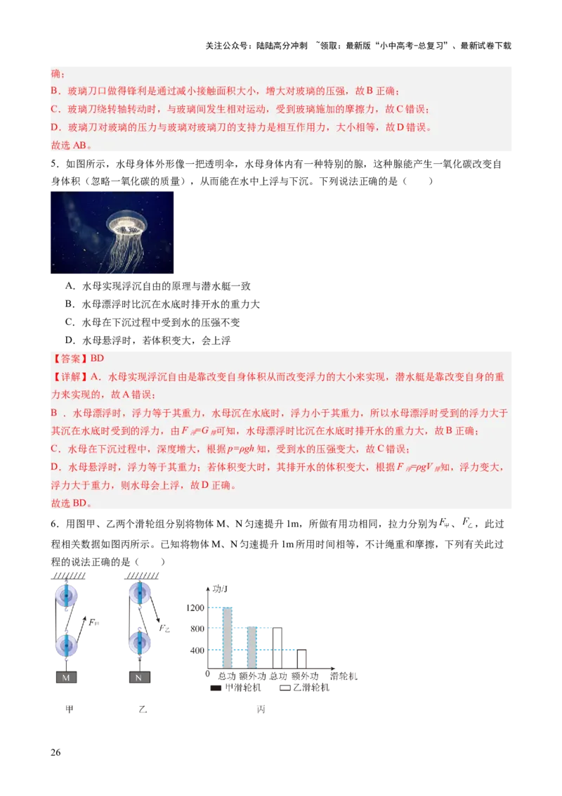 专题12多项选择题（讲练）（解析版）_02中考总复习（2026版更新中）_04-物理-中考总复习_2025年中考复习资料_2025中考二轮课件ppt+讲义+练习物理_讲义+练习