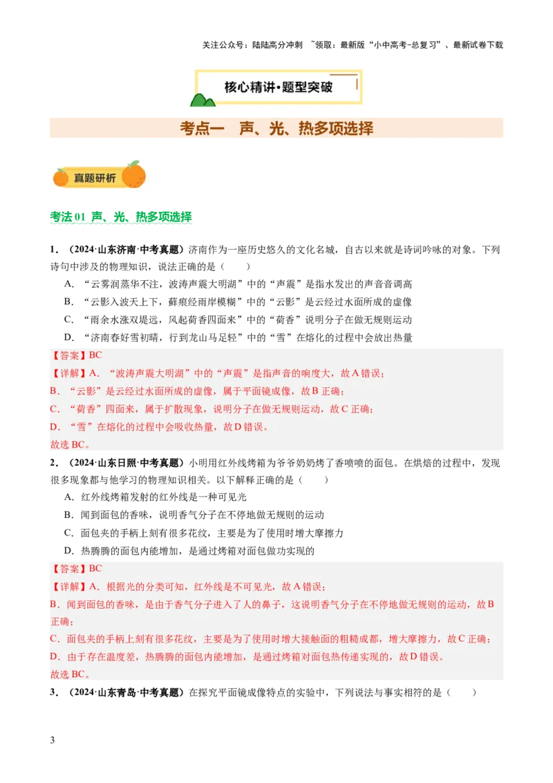 专题12多项选择题（讲练）（解析版）_02中考总复习（2026版更新中）_04-物理-中考总复习_2025年中考复习资料_2025中考二轮课件ppt+讲义+练习物理_讲义+练习