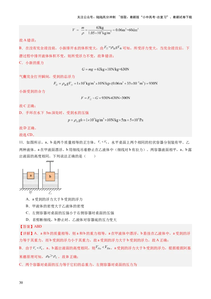 专题12多项选择题（讲练）（解析版）_02中考总复习（2026版更新中）_04-物理-中考总复习_2025年中考复习资料_2025中考二轮课件ppt+讲义+练习物理_讲义+练习