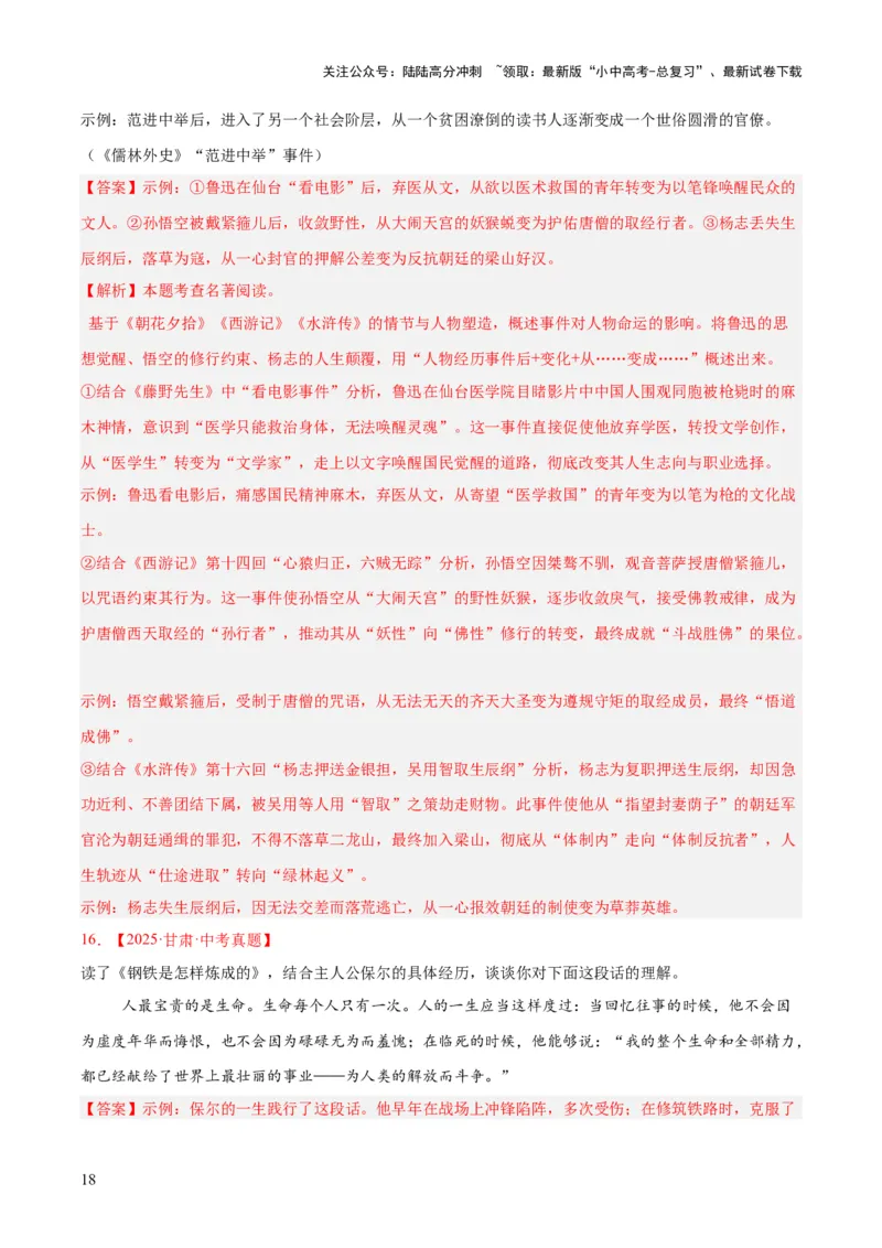 专题09名著导读（全国通用）（解析版）_02中考总复习（2026版更新中）_01-语文-中考总复习_2026年中考复习（更新中）_好题汇编三年（2023-2025）中考语文真题分类汇编（全国通用）(1)