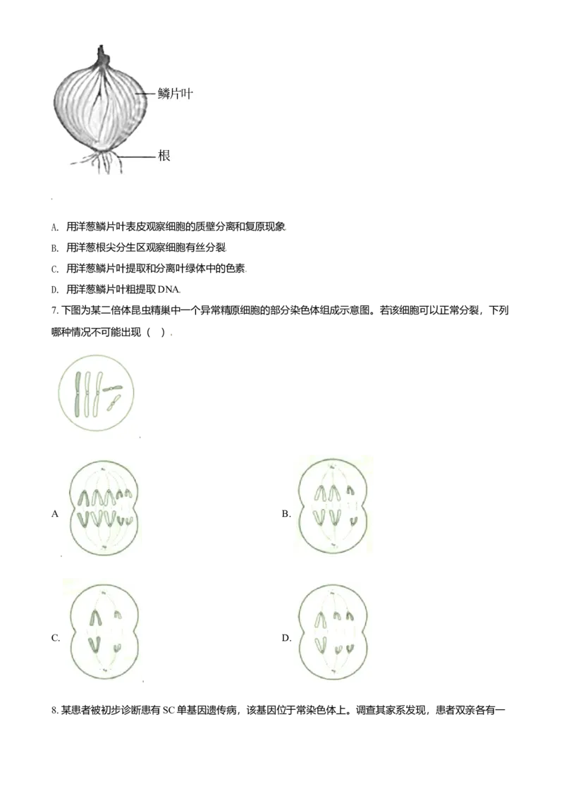 2021年天津市高考生物试卷_全国卷+地方卷_6.生物_1.生物高考真题试卷_2008-2020年_地方卷_天津高考生物07-21_A4word版