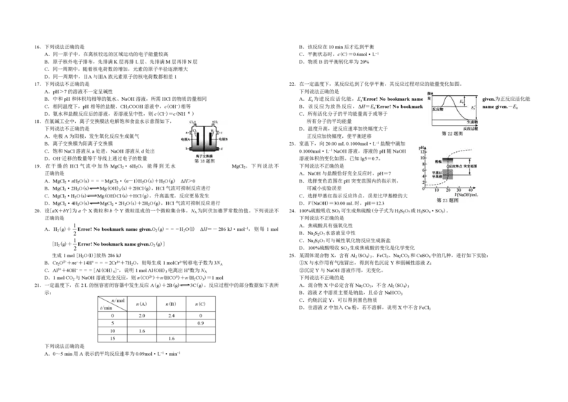 2020年浙江省高考化学1月（原卷版）_全国卷+地方卷_5.化学_1.化学高考真题试卷_2008-2020年_地方卷_浙江高考化学2008-2021_A3word版_PDF版（赠送）