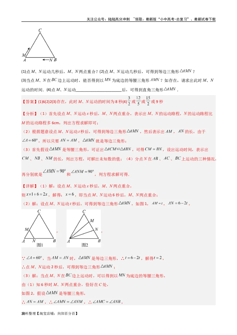 专题11三角形中的重要模型-特殊三角形中的分类讨论模型（解析版）_02中考总复习（2026版更新中）_02-数学-中考总复习_2024年中考复习资料_专项复习资料_答案解析版