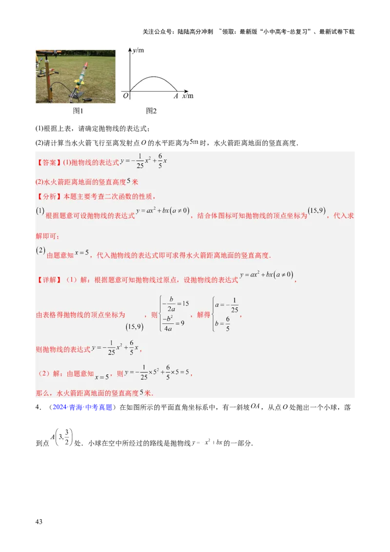 专题12二次函数的实际应用（全国通用）（解析版）_02中考总复习（2026版更新中）_02-数学-中考总复习_2026年中考复习（更新中）