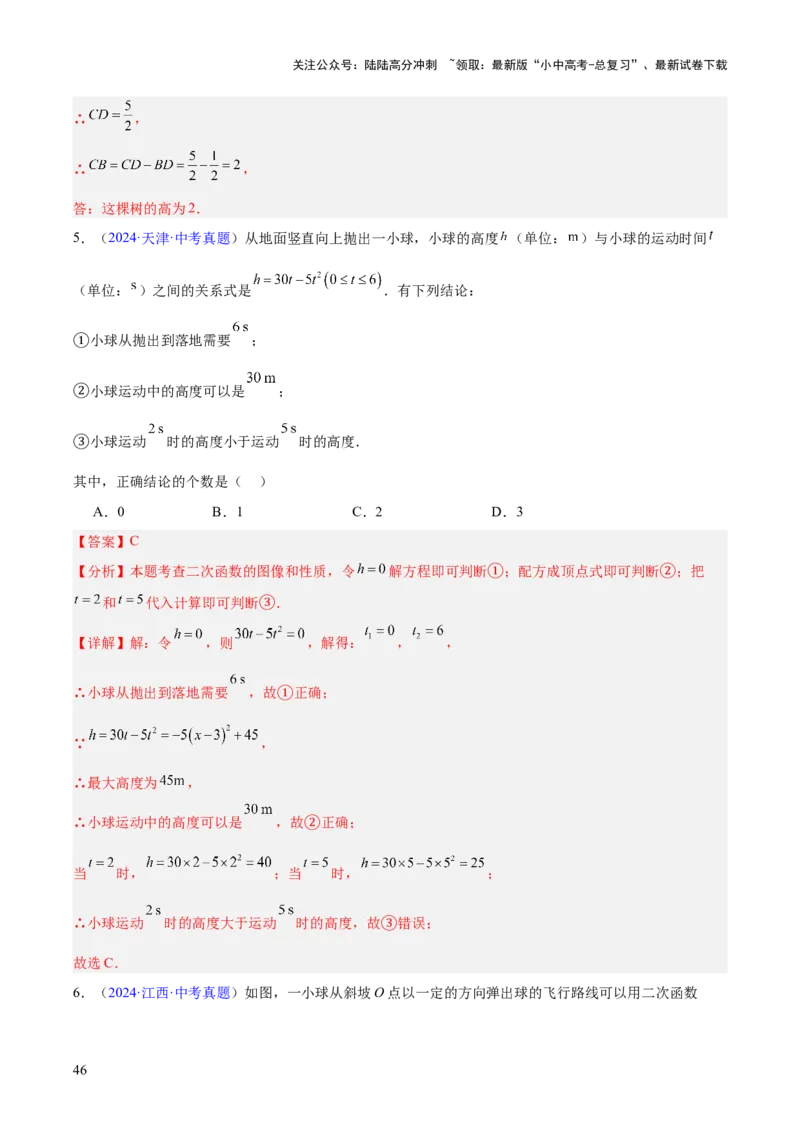 专题12二次函数的实际应用（全国通用）（解析版）_02中考总复习（2026版更新中）_02-数学-中考总复习_2026年中考复习（更新中）
