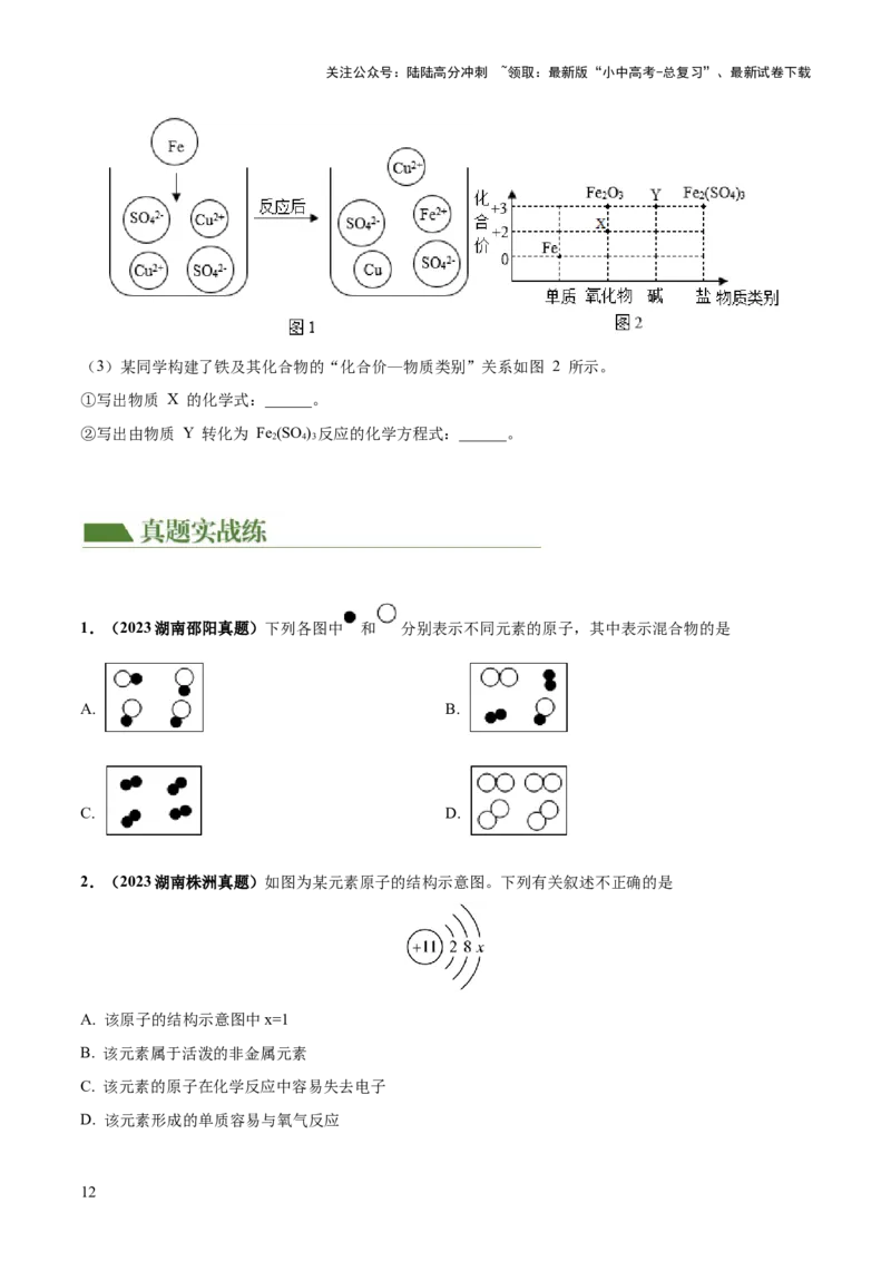 专题10化学式与化学用语（练习）-2024年中考化学一轮复习讲练测（全国通用）（原卷版）_02中考总复习（2026版更新中）_05-化学-中考总复习_2024年中考复习资料_一轮复习资料