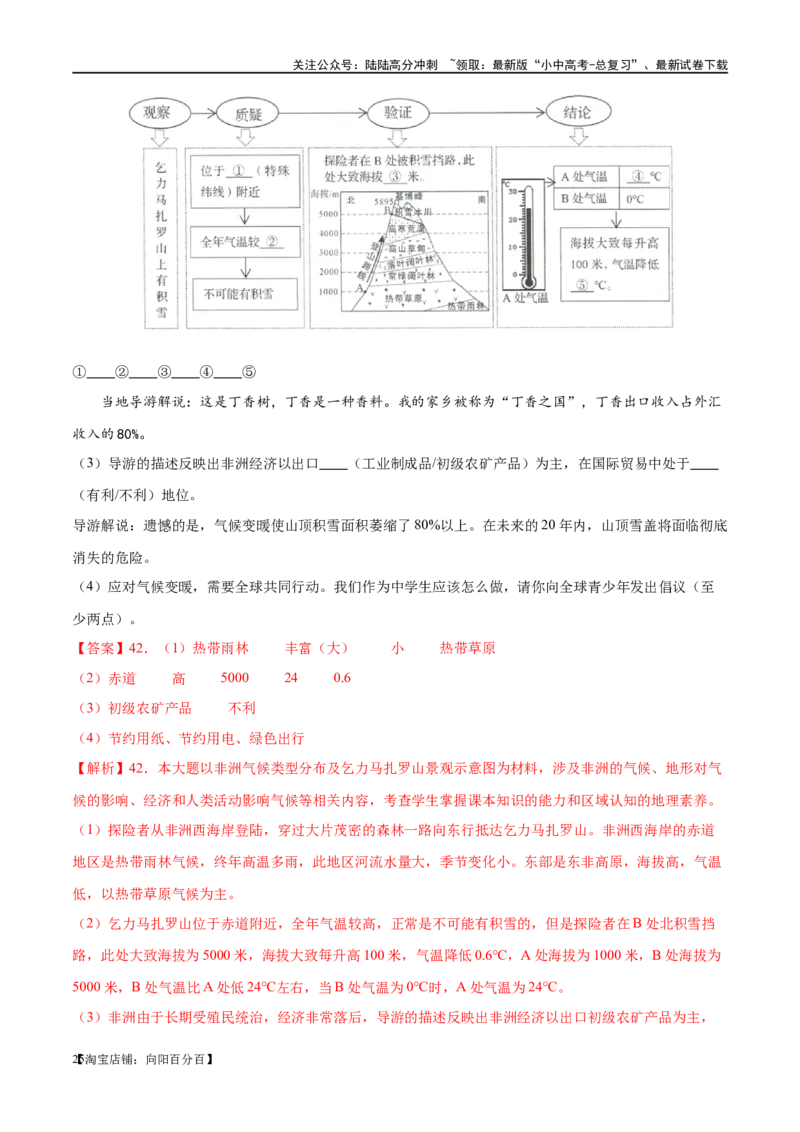 专题12撒哈拉以南的非洲和极地地区（梯级进阶练）（解析版）_02中考总复习（2026版更新中）_09-地理-中考总复习_2024年中考复习资料_一轮复习_配套练习_教师版（含答案解析）