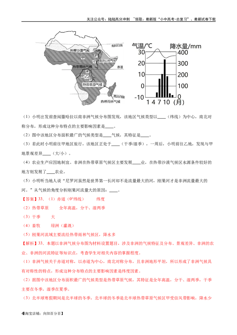 专题12撒哈拉以南的非洲和极地地区（梯级进阶练）（解析版）_02中考总复习（2026版更新中）_09-地理-中考总复习_2024年中考复习资料_一轮复习_配套练习_教师版（含答案解析）