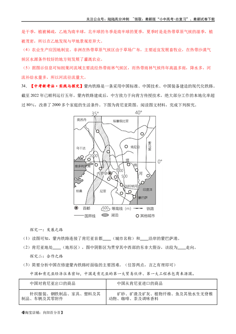 专题12撒哈拉以南的非洲和极地地区（梯级进阶练）（解析版）_02中考总复习（2026版更新中）_09-地理-中考总复习_2024年中考复习资料_一轮复习_配套练习_教师版（含答案解析）