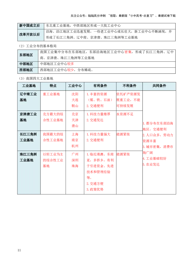 专题11我国的经济发展-2025年中考地理知识点梳理（背诵版）_02中考总复习（2026版更新中）_09-地理-中考总复习_2025中考地理复习资料_2025年中考地理知识点_挖空版+背诵版