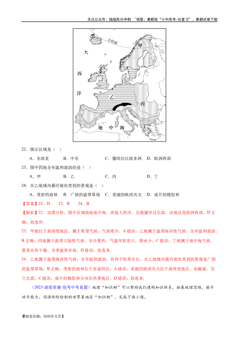 专题11中东（西亚）和欧洲西部（梯级进阶练）（解析版）_02中考总复习（2026版更新中）_09-地理-中考总复习_2024年中考复习资料_一轮复习_❤2024年中考地理一轮复习讲练测（全国通用）