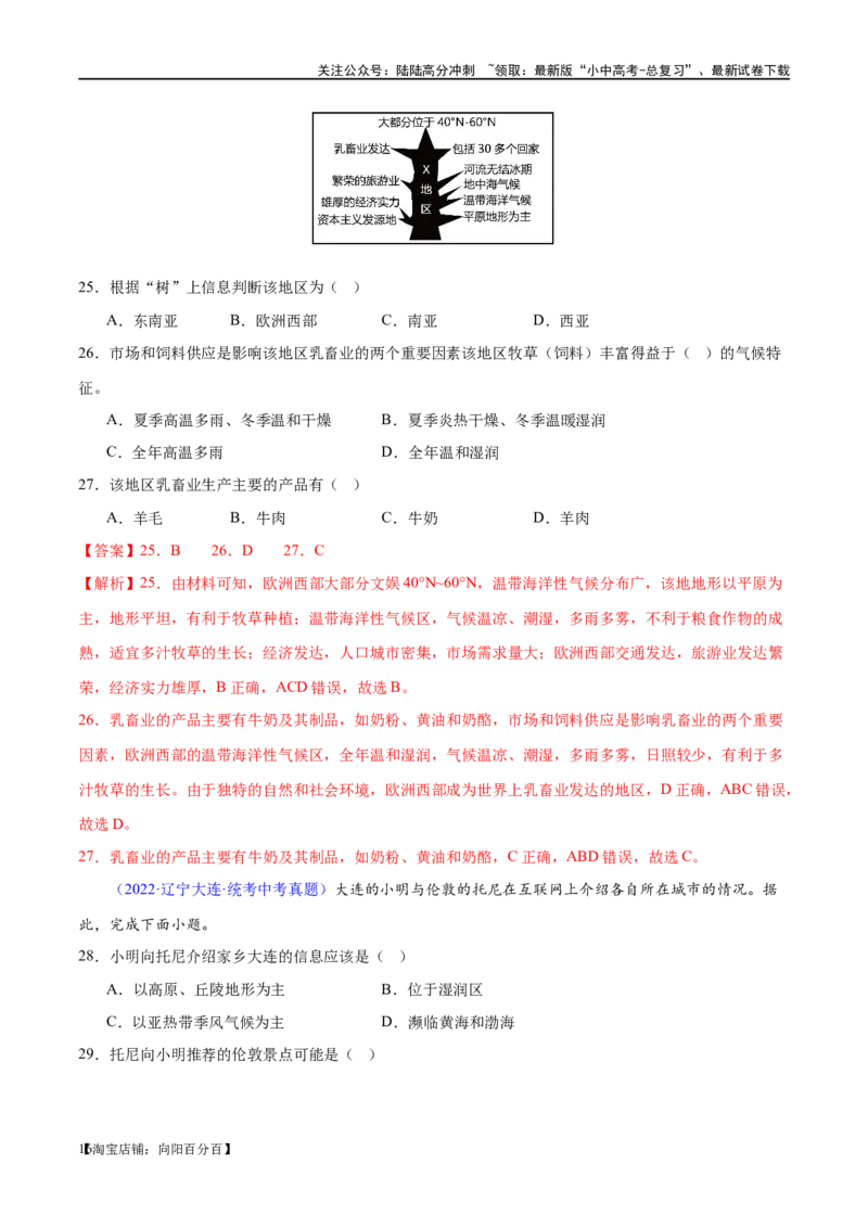 专题11中东（西亚）和欧洲西部（梯级进阶练）（解析版）_02中考总复习（2026版更新中）_09-地理-中考总复习_2024年中考复习资料_一轮复习_❤2024年中考地理一轮复习讲练测（全国通用）