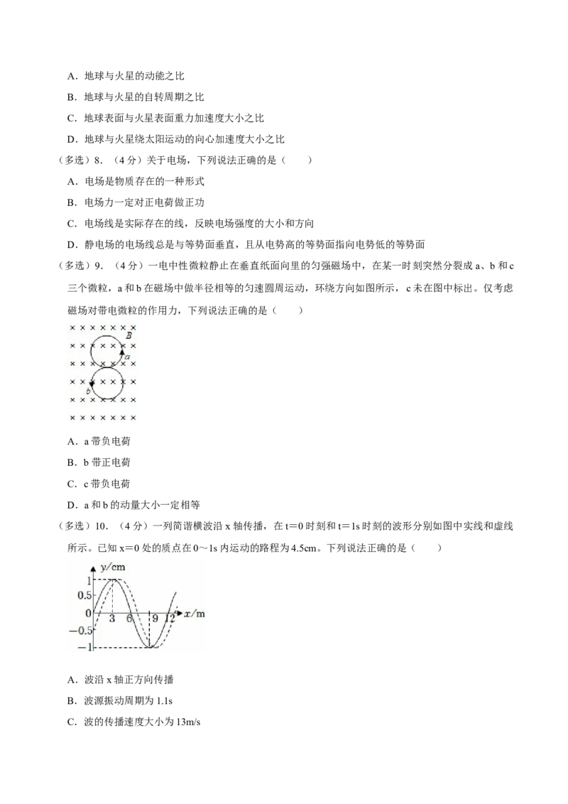 2021年高考物理真题（湖北自主命题）（原卷版）_全国卷+地方卷_4.物理_1.物理高考真题试卷_2021年高考-物理_2021年湖北高考物理