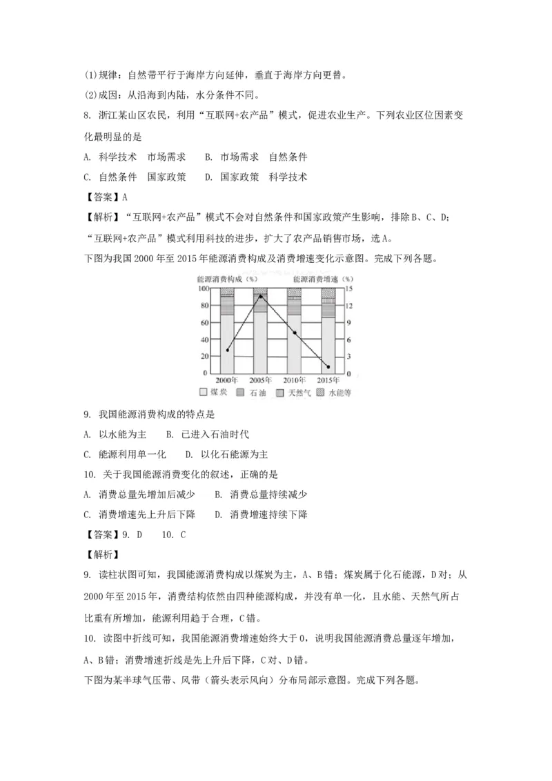 2017年浙江省高考地理11月（解析版）_全国卷+地方卷_8.地理_1.地理高考真题试卷_2008-2020年_地方卷_浙江高考地理08-21_A4word版