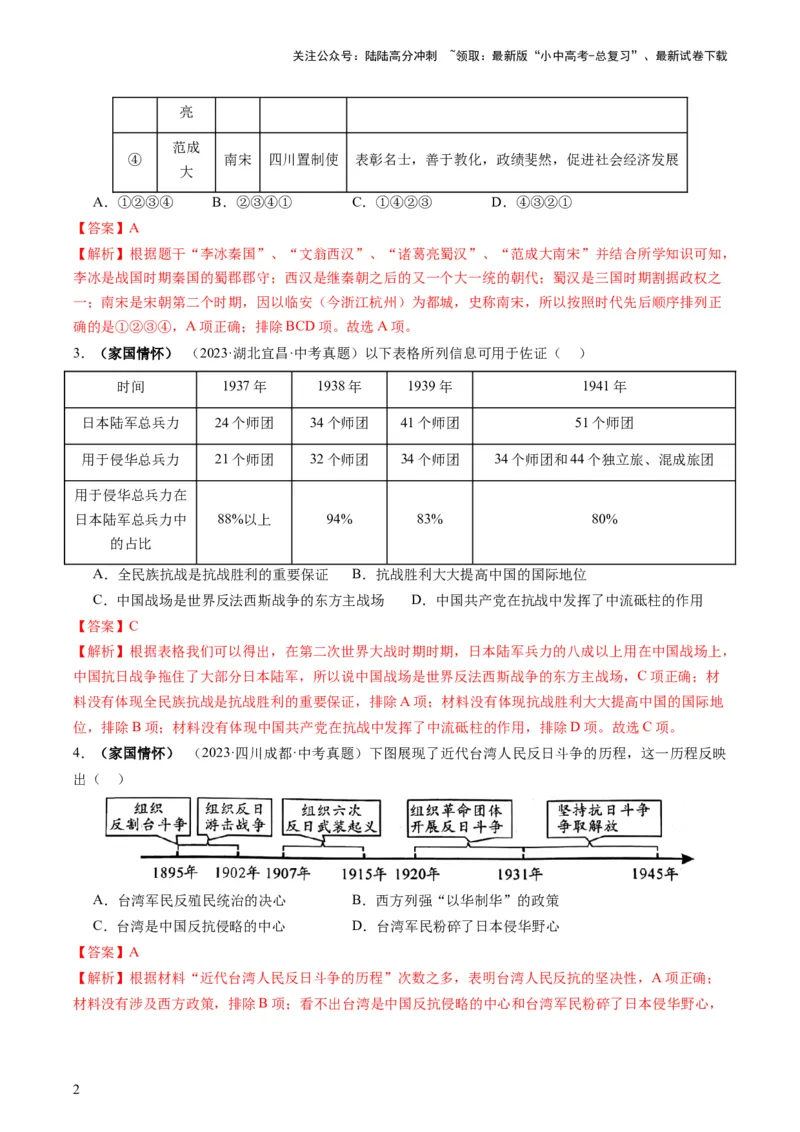 专题10关键能力：核心素养（查补能力&middot;提升练）（解析版）_02中考总复习（2026版更新中）_06-历史-中考总复习_2024年中考复习资料_三轮复习_查补能力&middot;提升练