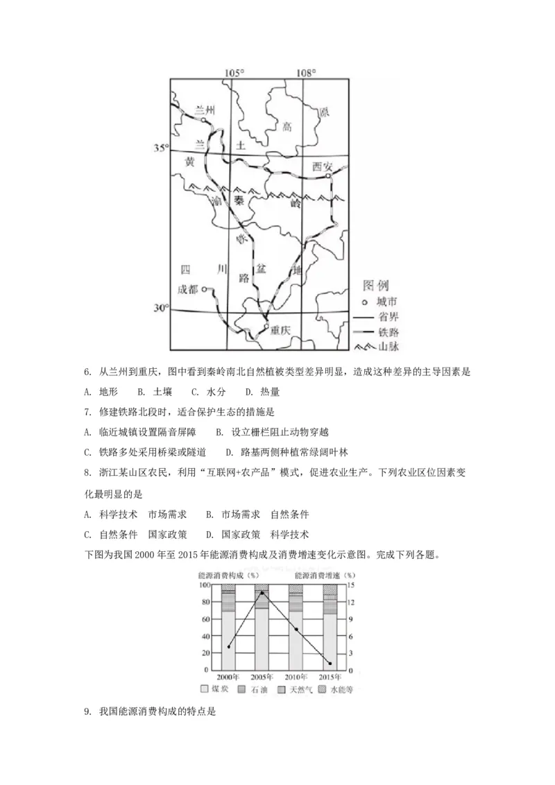 2017年浙江省高考地理11月（原卷版）_全国卷+地方卷_8.地理_1.地理高考真题试卷_2008-2020年_地方卷_浙江高考地理08-21_A4word版_原卷版（建议只打印原卷版，解析版手机对答案即可）