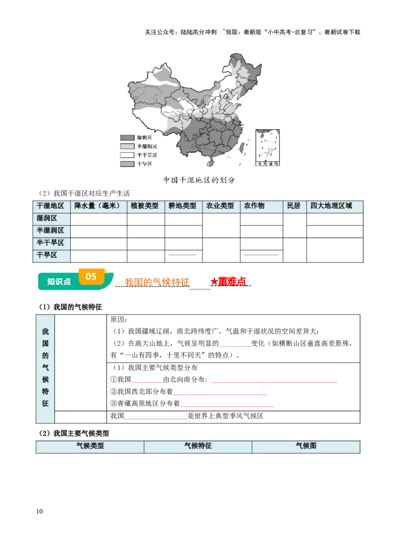 专题09我国的自然环境-2025年中考地理知识点梳理（挖空版）_02中考总复习（2026版更新中）_09-地理-中考总复习_2025中考地理复习资料_2025年中考地理知识点_挖空版+背诵版