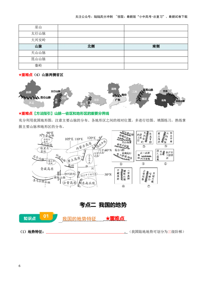 专题09我国的自然环境-2025年中考地理知识点梳理（挖空版）_02中考总复习（2026版更新中）_09-地理-中考总复习_2025中考地理复习资料_2025年中考地理知识点_挖空版+背诵版