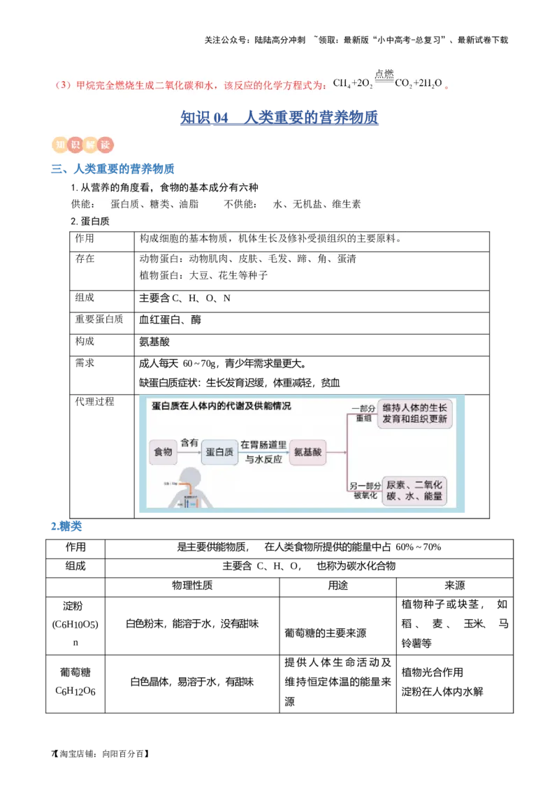 专题10燃料及其应用&nbsp;化学与生活（解析版）_02中考总复习（2026版更新中）_05-化学-中考总复习_2024年中考复习资料_一轮复习资料_完口袋书2024年中考化学一轮复习知识清单