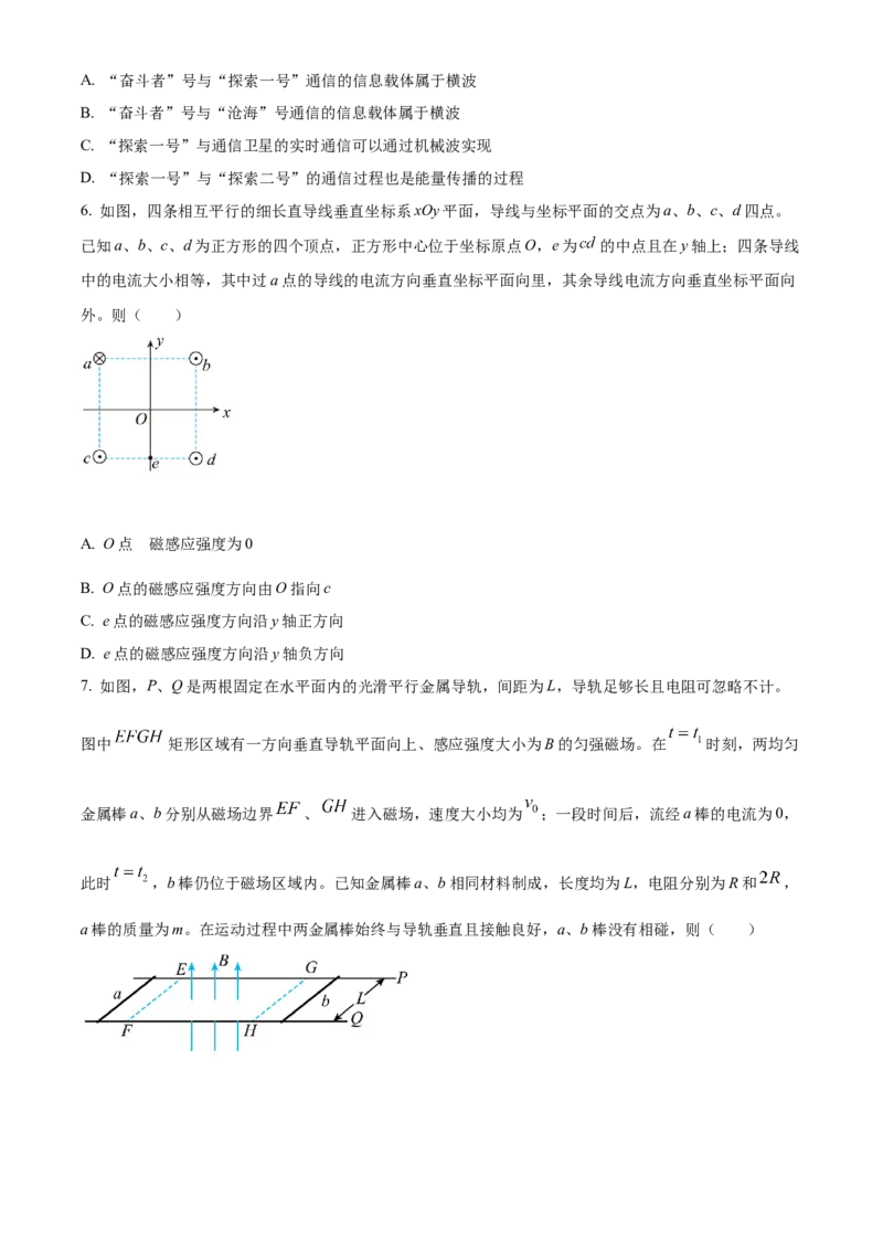 2021年福建省普通高中学业水平选择性考试物理试题（福建新高考）（原卷版）_全国卷+地方卷_4.物理_1.物理高考真题试卷_2021年高考-物理_2021年新高考福建物理