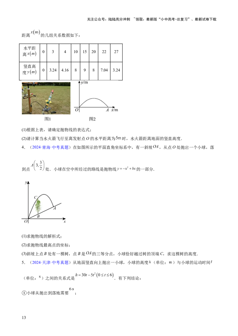 专题12二次函数的实际应用（全国通用）（原卷版）_02中考总复习（2026版更新中）_02-数学-中考总复习_2026年中考复习（更新中）