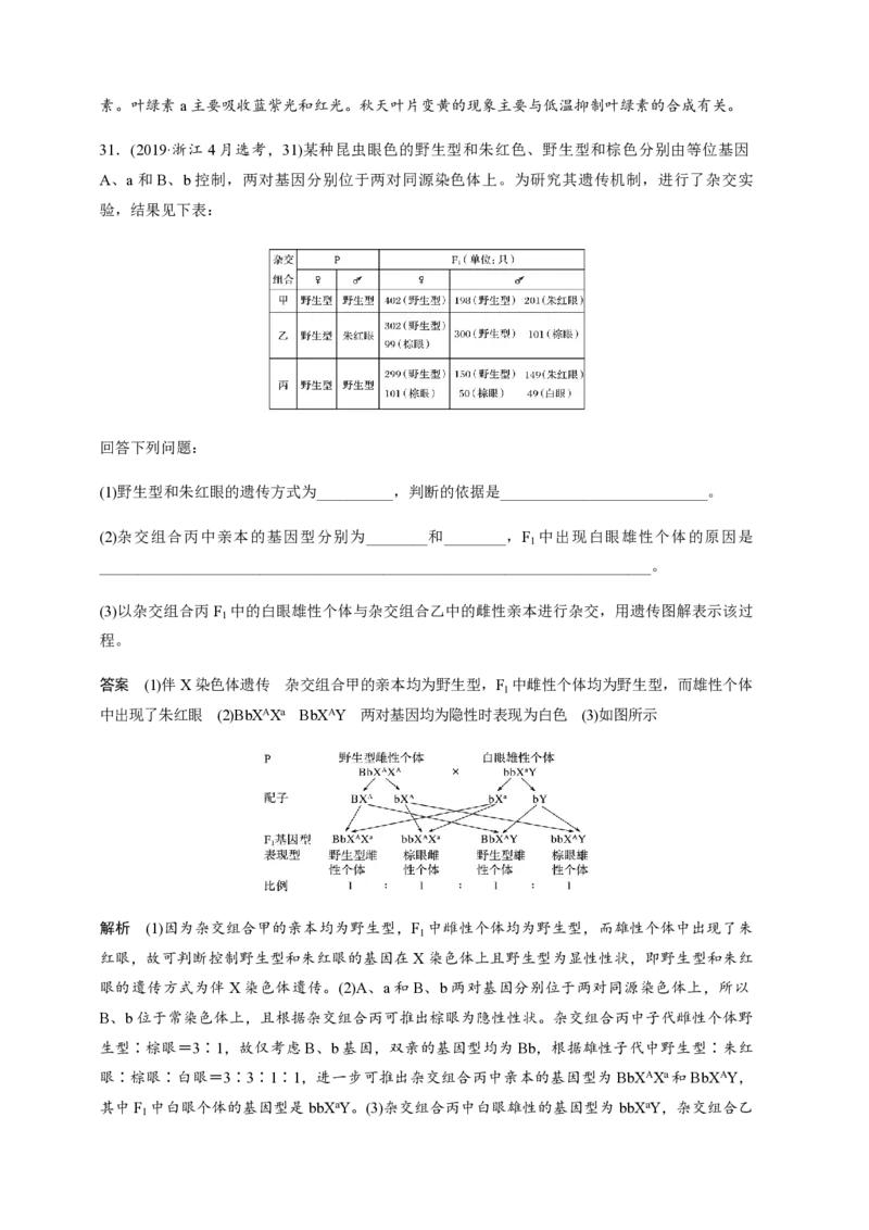 2019年浙江省高考生物4月（解析版）_全国卷+地方卷_6.生物_1.生物高考真题试卷_2008-2020年_地方卷_浙江高考生物08-21_A4word版_PDF版（赠送）