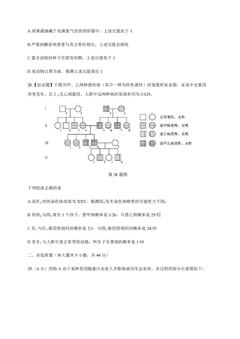 2019年浙江省高考生物4月（解析版）_全国卷+地方卷_6.生物_1.生物高考真题试卷_2008-2020年_地方卷_浙江高考生物08-21_A4word版_PDF版（赠送）