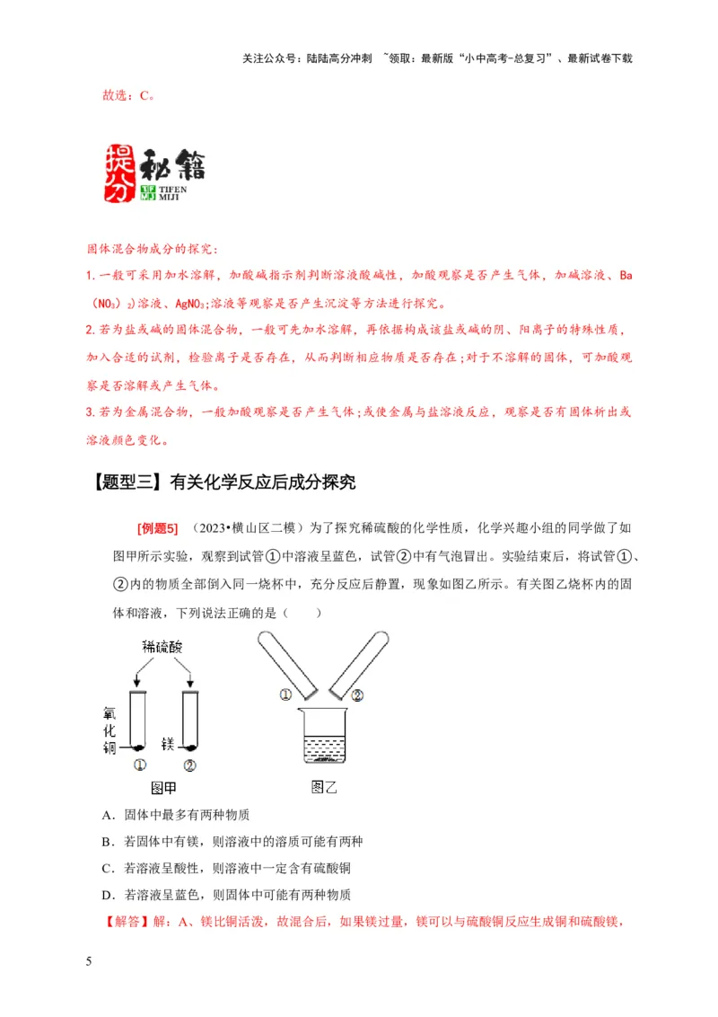 专题11物质成分的探究（解析版）_02中考总复习（2026版更新中）_05-化学-中考总复习_2024年中考复习资料_二轮复习资料_2024年中考化学二轮专项复习核心考点讲解与必刷题型