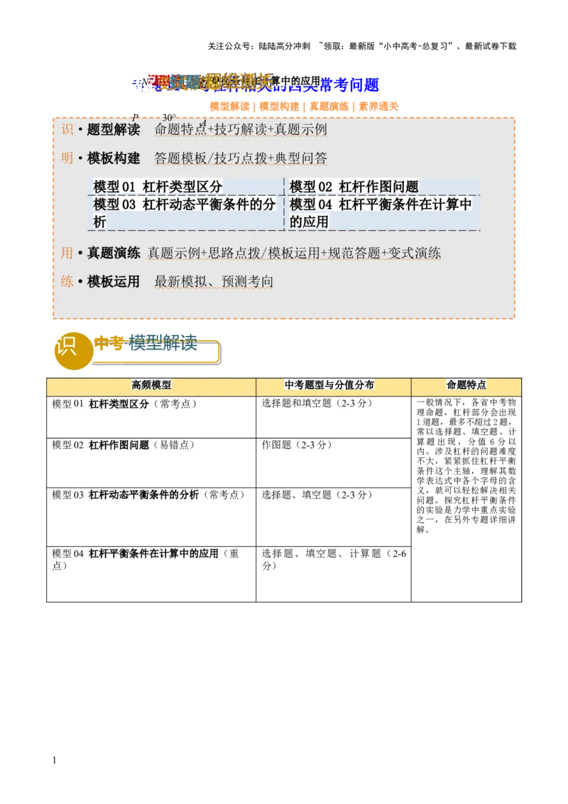 专题11与杠杆相关的四类常考问题（解析版）_02中考总复习（2026版更新中）_04-物理-中考总复习_2025年中考复习资料_2025年中考物理答题方法模板