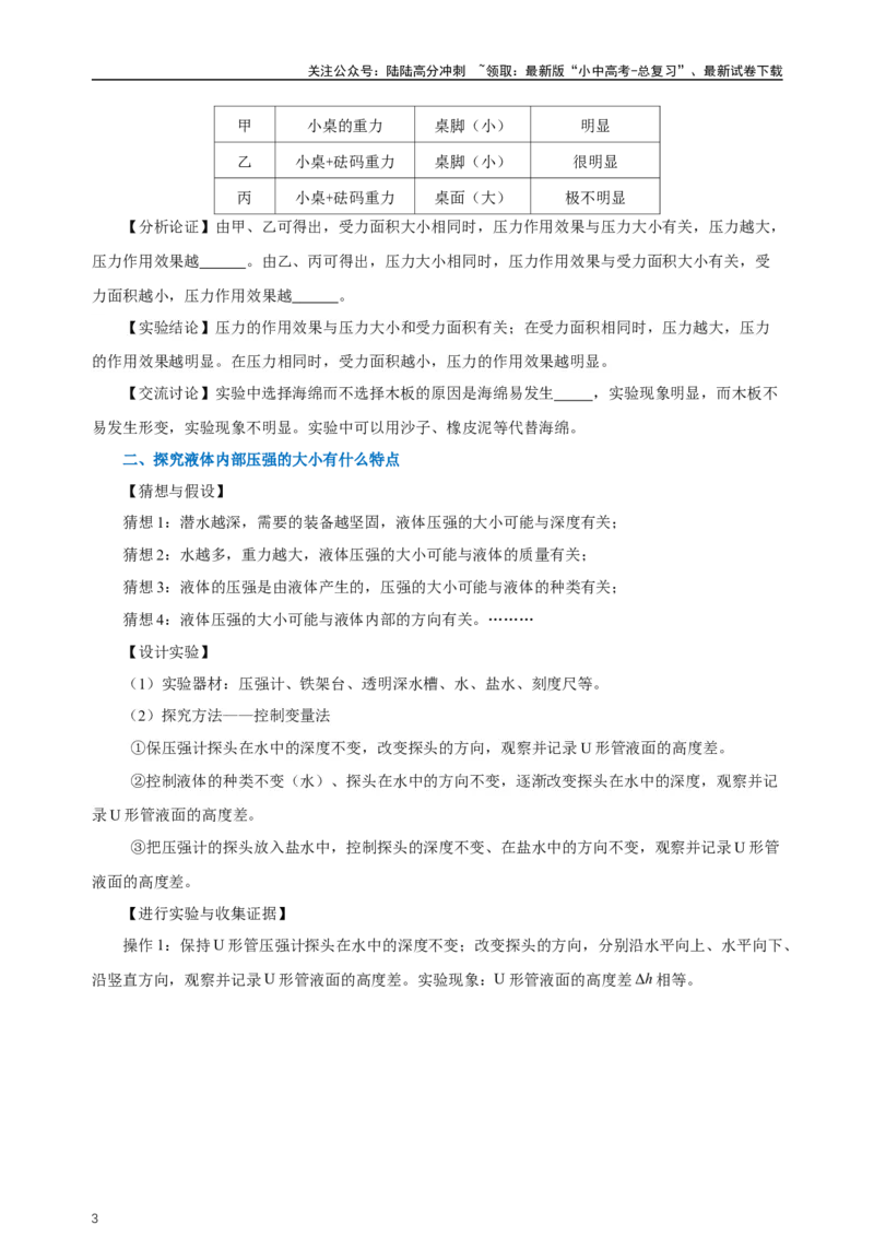 专题09压强（知识梳理+典例+练习）-2024物理中考一轮复习精品资料（学生版）_02中考总复习（2026版更新中）_04-物理-中考总复习_2024年中考复习资料_一轮复习_配套练习
