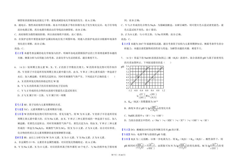 2017年高考真题化学（山东卷）（解析版）_全国卷+地方卷_5.化学_1.化学高考真题试卷_2008-2020年_地方卷_山东高考化学2008-2021_山东高考化学_A3版_PDF版