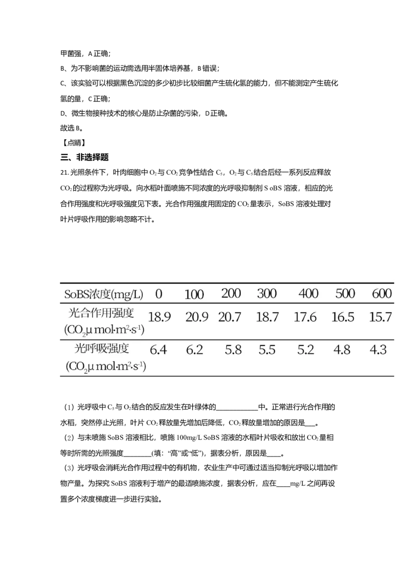 2021年高考真题生物（山东卷）（解析版）_全国卷+地方卷_6.生物_1.生物高考真题试卷_2008-2020年_地方卷_山东高考生物08-21_山东高考生物_A4版