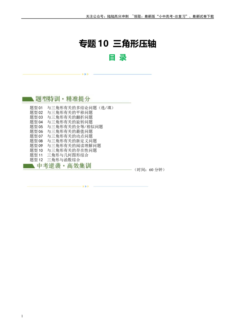 专题10三角形压轴（解析版）_02中考总复习（2026版更新中）_02-数学-中考总复习_2024年中考复习资料_二轮复习资料_完2024年中考数学二轮复习课件+讲义+练习（全国通用）_练习