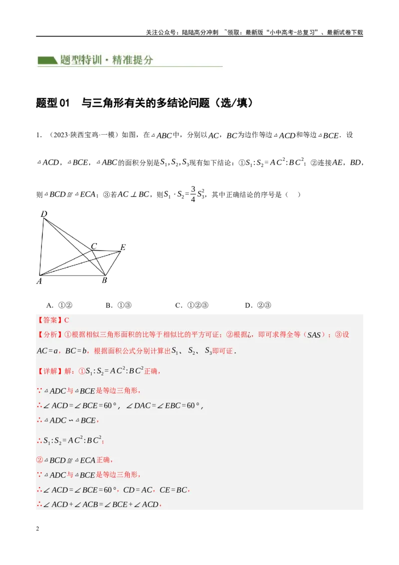 专题10三角形压轴（解析版）_02中考总复习（2026版更新中）_02-数学-中考总复习_2024年中考复习资料_二轮复习资料_完2024年中考数学二轮复习课件+讲义+练习（全国通用）_练习