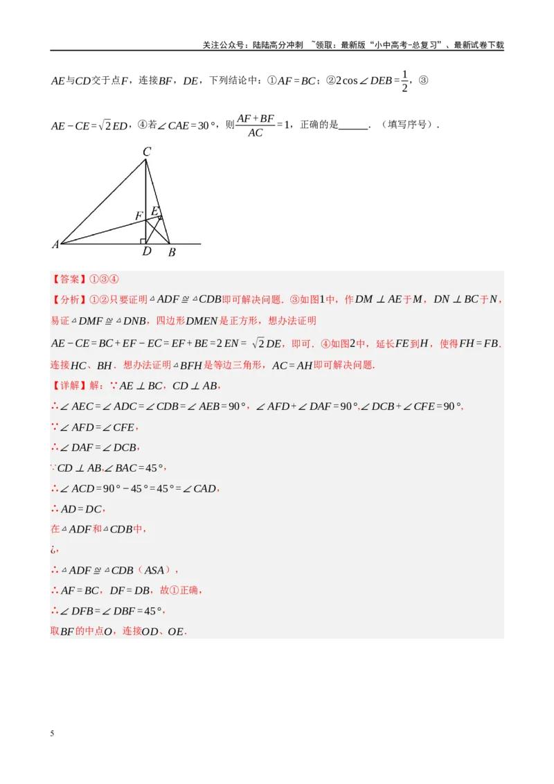 专题10三角形压轴（解析版）_02中考总复习（2026版更新中）_02-数学-中考总复习_2024年中考复习资料_二轮复习资料_完2024年中考数学二轮复习课件+讲义+练习（全国通用）_练习