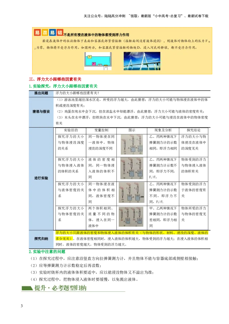 专题11浮力（3考点+8考向）（讲义）（解析版）_02中考总复习（2026版更新中）_04-物理-中考总复习_2024年中考复习资料_一轮复习_配套讲义（原卷版+解析版）
