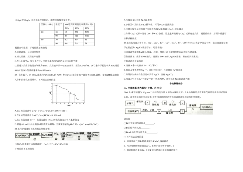 2018年浙江省高考化学4月（原卷版）_全国卷+地方卷_5.化学_1.化学高考真题试卷_2008-2020年_地方卷_浙江高考化学2008-2021_A3word版_原卷版（建议只打印原卷版，解析版手机对答案即可）