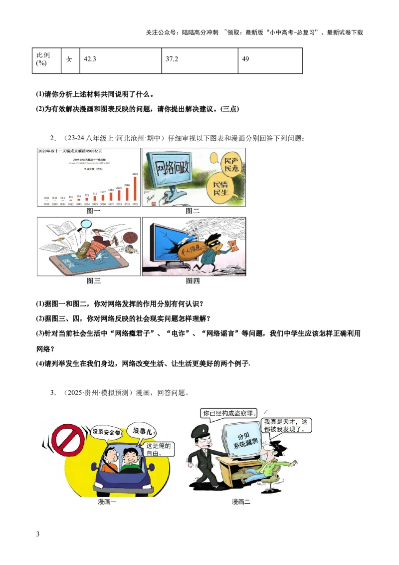 专题10主观题答题技巧（&ldquo;漫画&rdquo;型&ldquo;图表&rdquo;型）（原卷版）_02中考总复习（2026版更新中）_07-道法-中考总复习_2025中考复习资料_2025年中考道德与法治答题方法模板