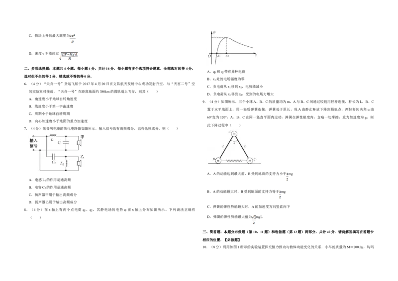 2017年江苏省高考物理试卷_全国卷+地方卷_4.物理_1.物理高考真题试卷_2008-2020年_地方卷_江苏高考物理07-20_A3word版