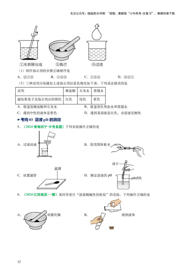 专题09常见的酸和碱（讲义）（原卷版）_02中考总复习（2026版更新中）_05-化学-中考总复习_2025年中考复习资料_2025中考化学一轮复习讲义+课件_讲义_专题09常见的酸和碱（讲义）
