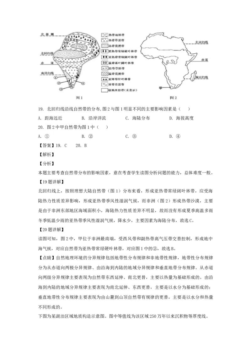 2019年浙江省高考地理4月（解析版）_全国卷+地方卷_8.地理_1.地理高考真题试卷_2008-2020年_地方卷_浙江高考地理08-21_A4word版
