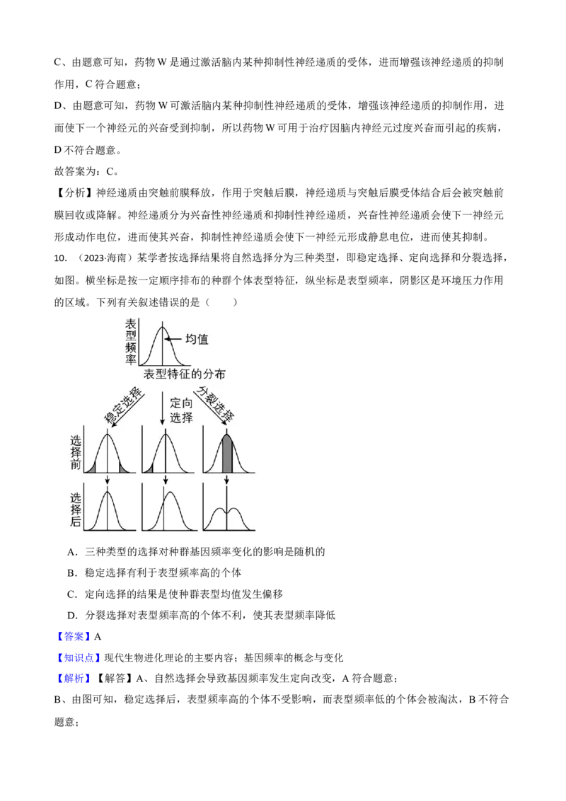 2023年新高考生物真题试卷（海南卷）（解析版）_全国卷+地方卷_6.生物_1.生物高考真题试卷_2023年高考-生物_2023年海南自主命题