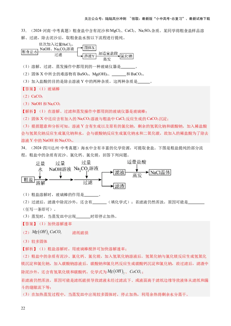 专题09盐和化肥（解析版）_02中考总复习（2026版更新中）_05-化学-中考总复习_2026年中考复习（更新中）_好题汇编三年（2023-2025）中考化学真题分类汇编（全国通用）